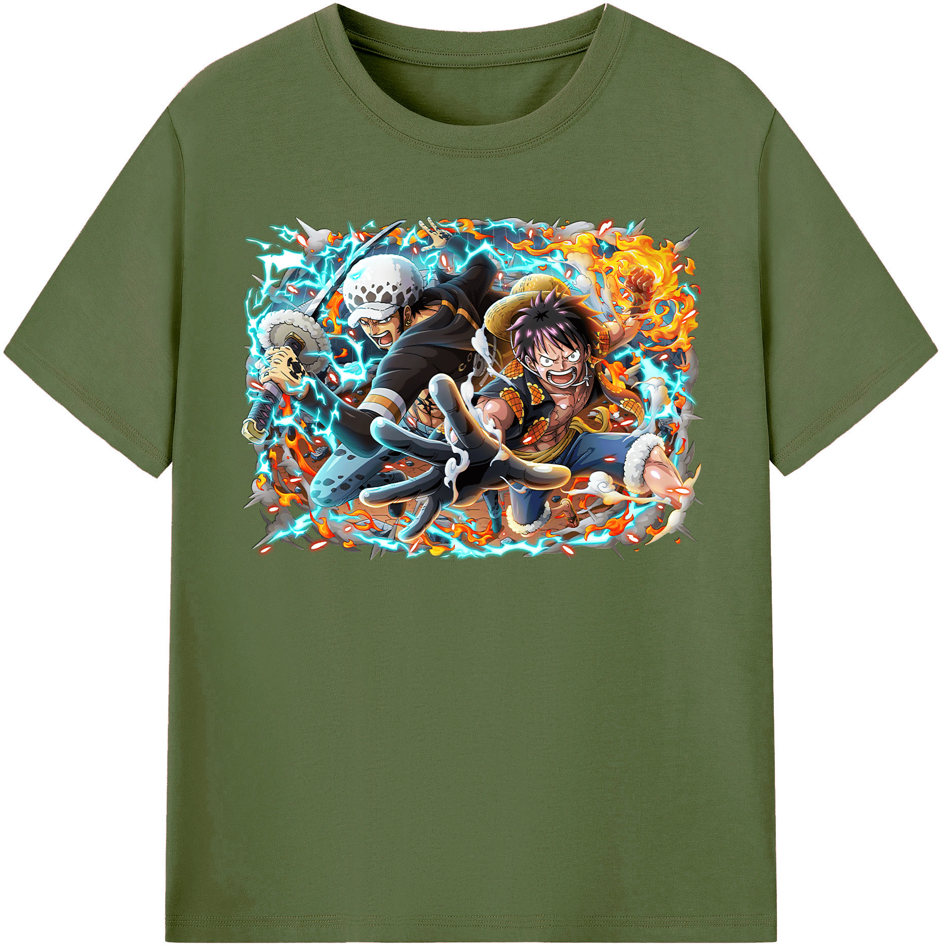 ワンピース モンキー・D・ルフィ ONE PIECE Monkey D. Luffy 綿100％半袖Tシャツ（フロントプリント）